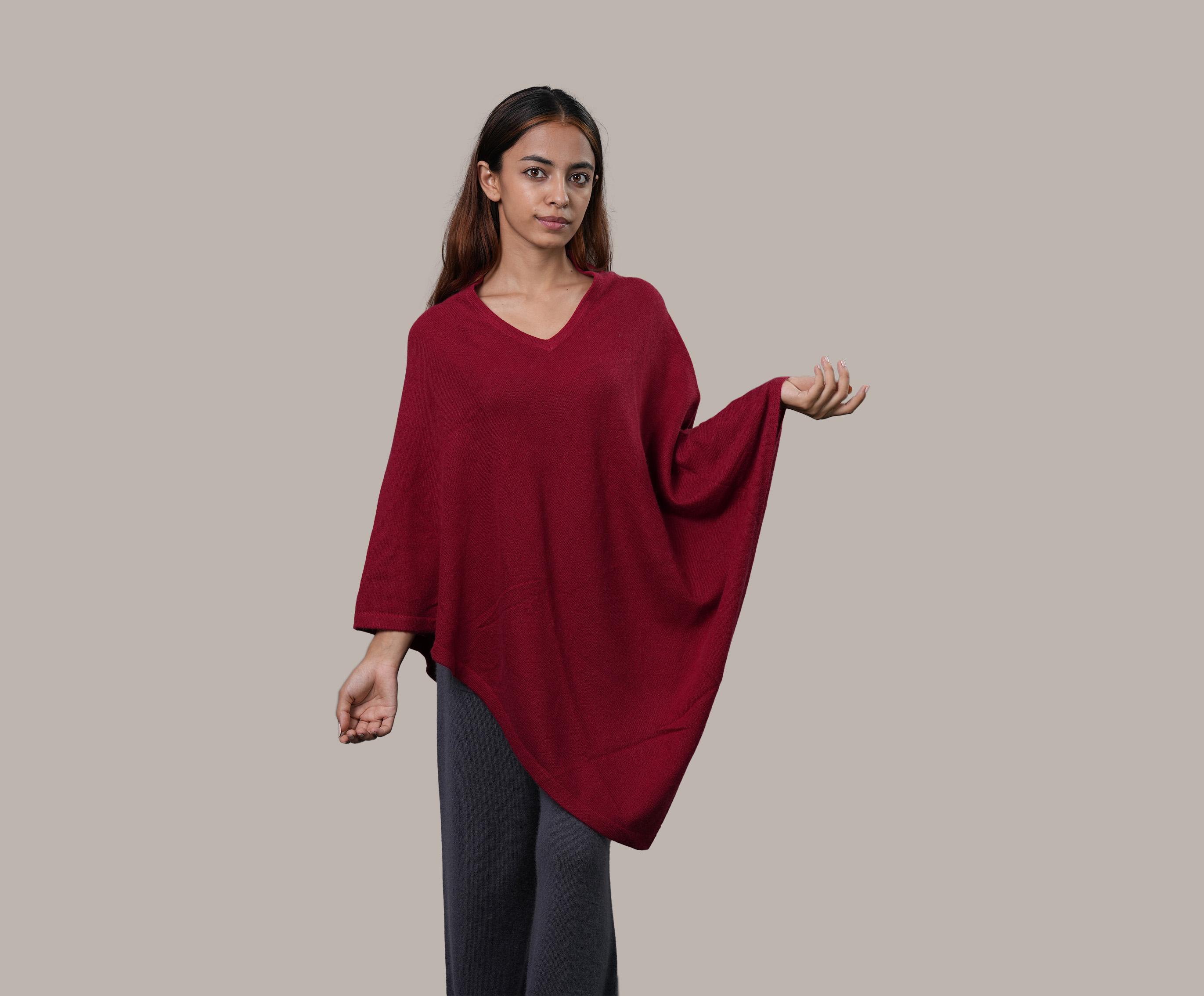 Handwoven Cashmere Plain Poncho