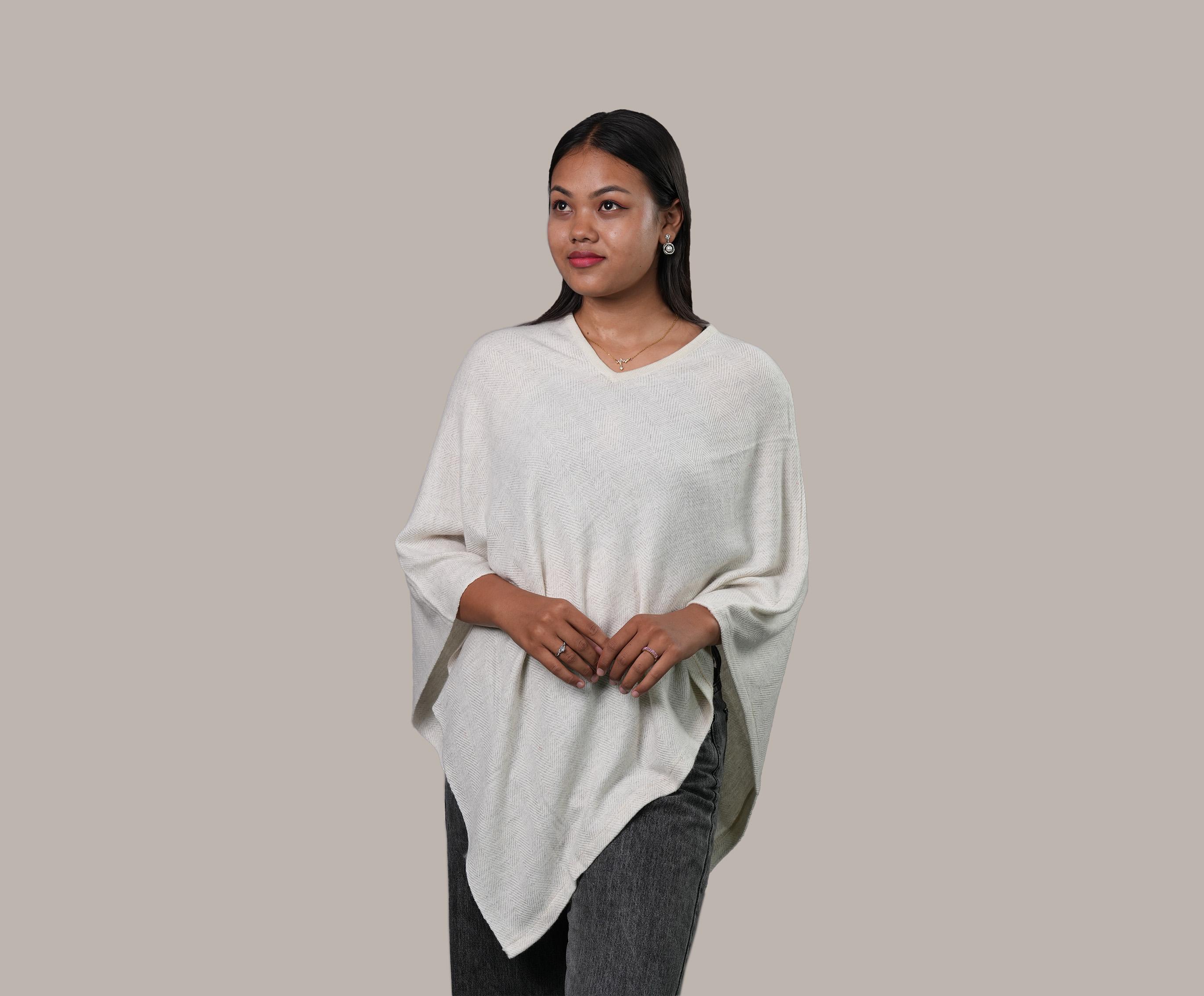Handwoven Cashmere Plain Poncho