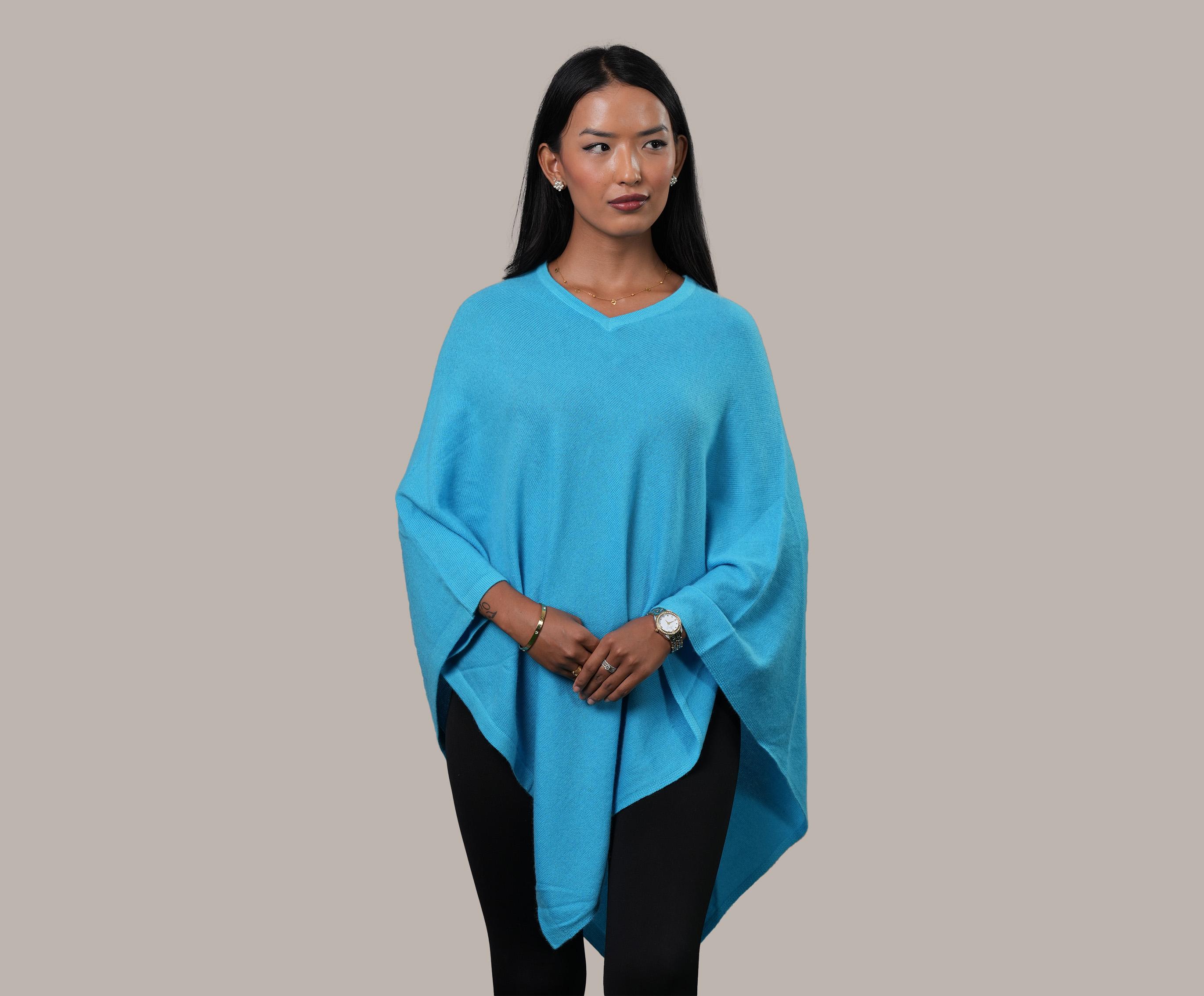 Handwoven Cashmere Plain Poncho