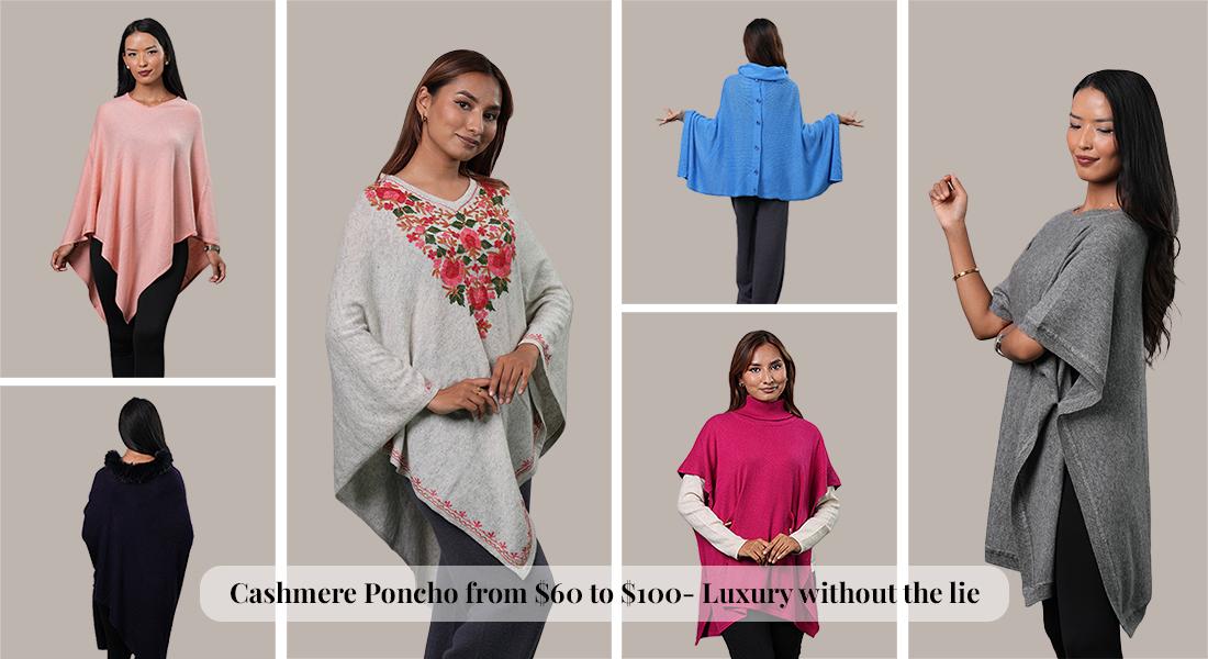 Cashmere Ponchos $60–$100 – Pick Your Color & Style