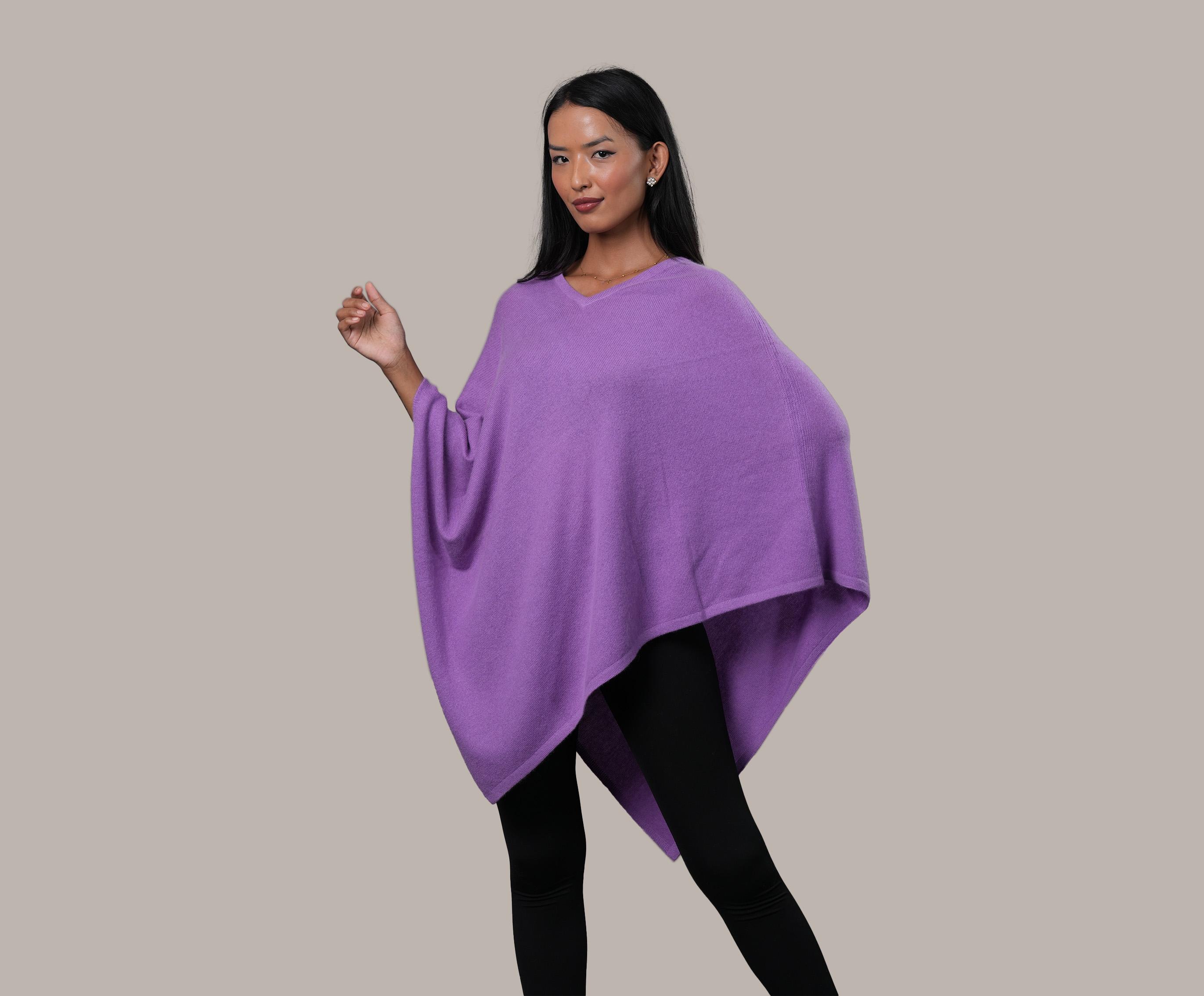 Handwoven Cashmere Plain Poncho